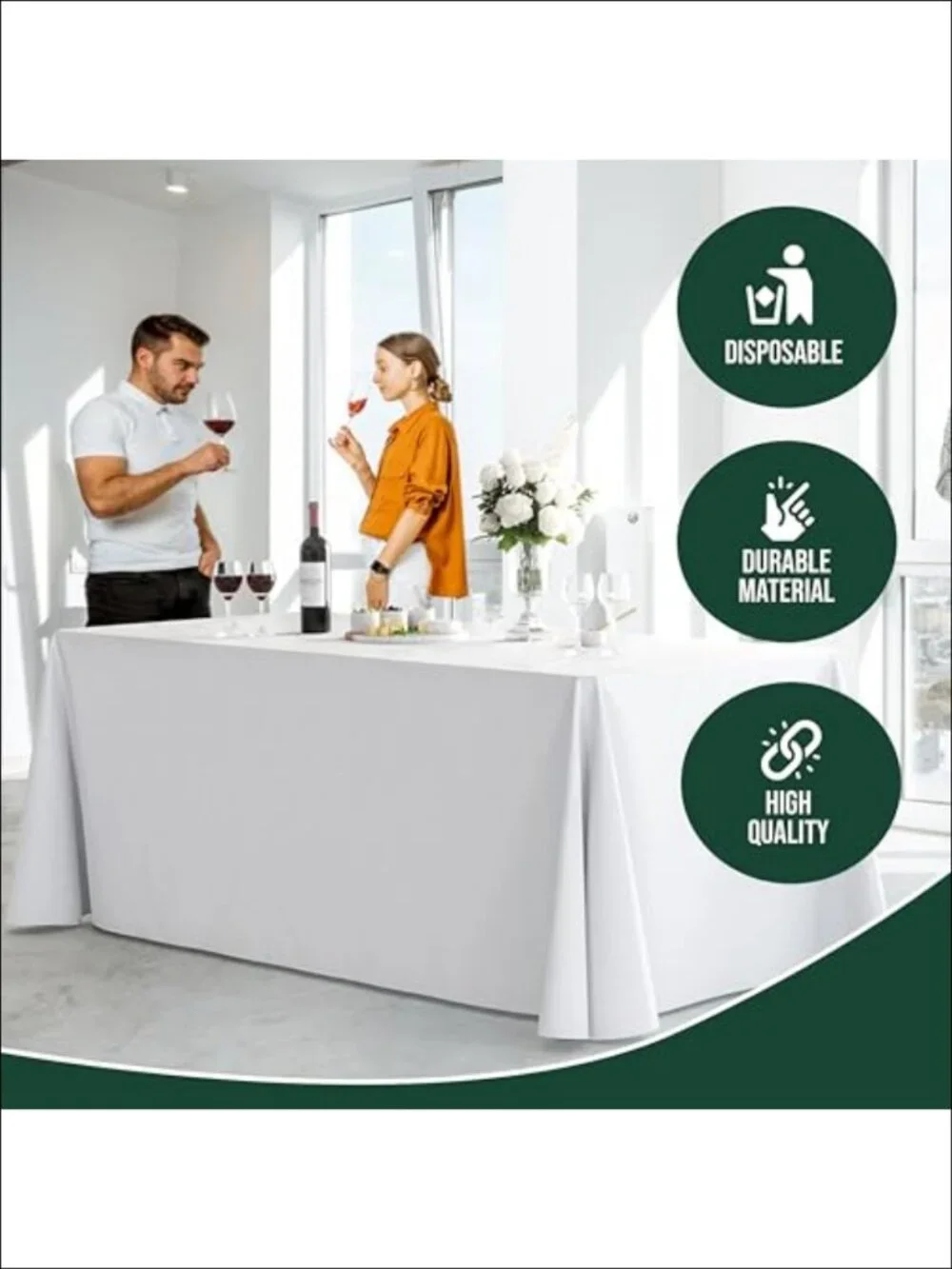 6 Pack Disposable Plastic Tablecloth 70x120 Rectangle Heavy Duty Party_5